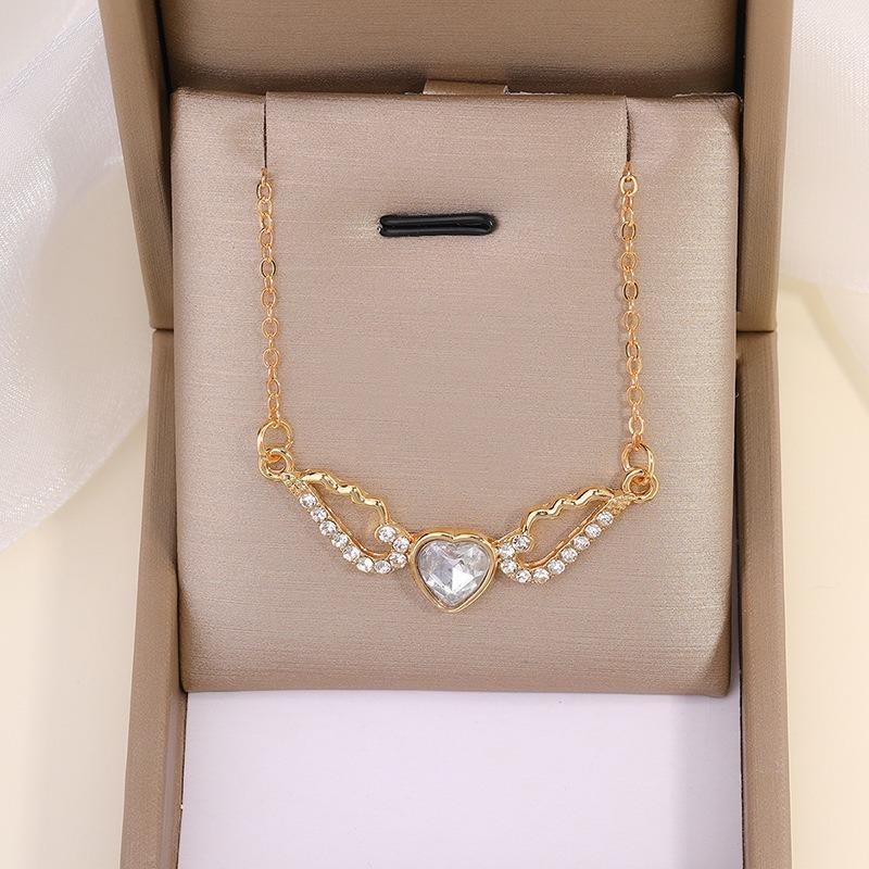 Кулон крылья новая бижутерия женская мода ожерелье любовь с бриллиантами сплав свитерная цепочка