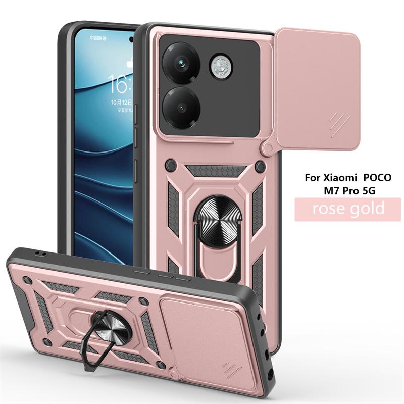 Для Xiaomi POCO M7 Pro 5G Чехол Бронированный Магнитный Держатель Кольцо Телефон Funda Для Mi Poco M7 Pro M7Pro Слайдер Защита Камеры Чехол Coque