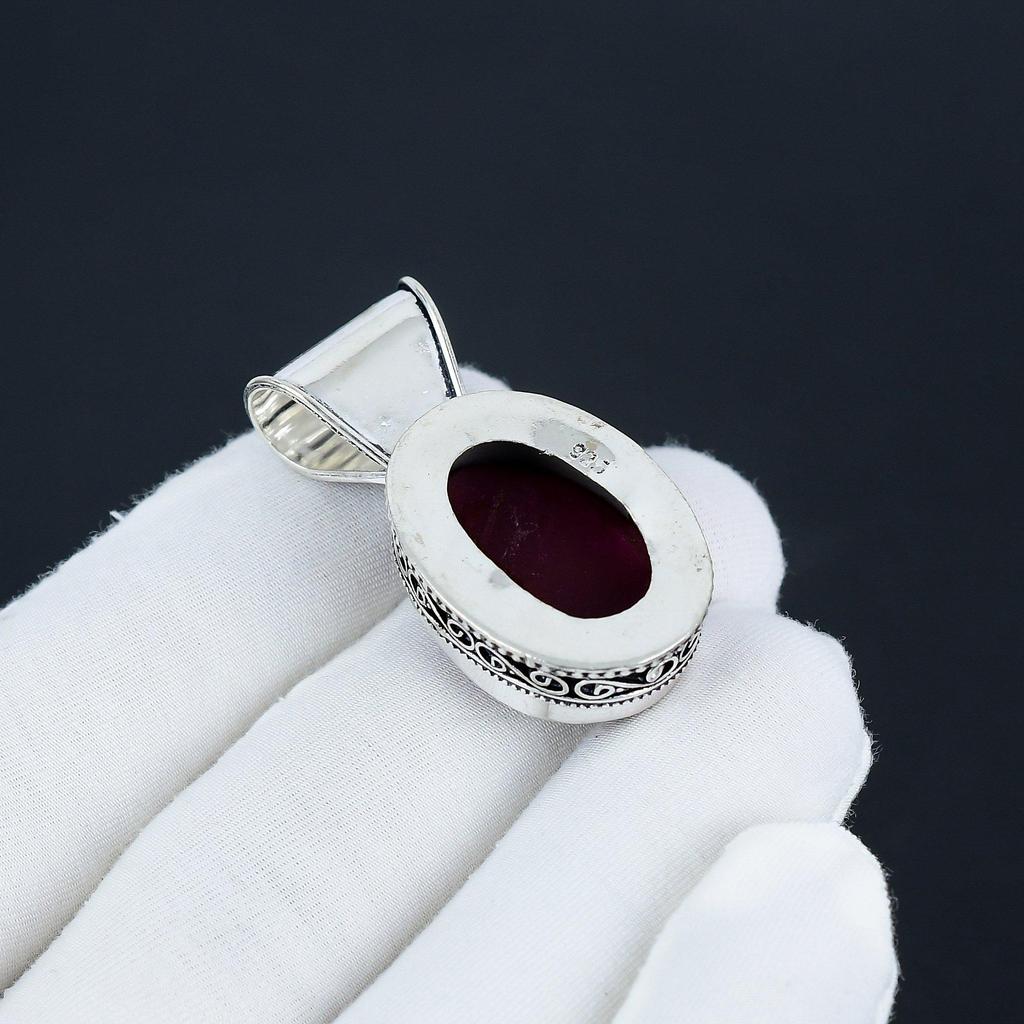 Изящный серебряный кулон с рубиновым драгоценным камнем из стерлингового серебра 925 пробы — дизайн груши ручной работы, повседневная бижутерия, подарок на день святого Валентина