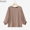 Женская повседневная блузка с круглым вырезом и рукавом 3/4