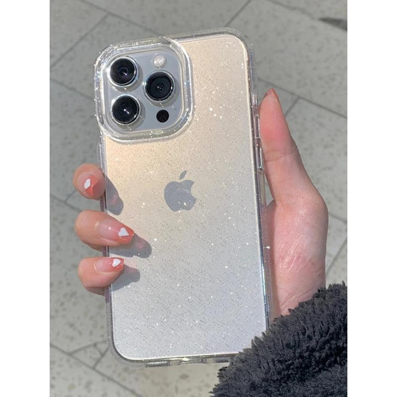 Роскошный блестящий прозрачный чехол для iPhone 11 12 13 14 15 16 Pro X XR XS Max Mini 7 Plus противоударный мягкий прозрачный чехол
