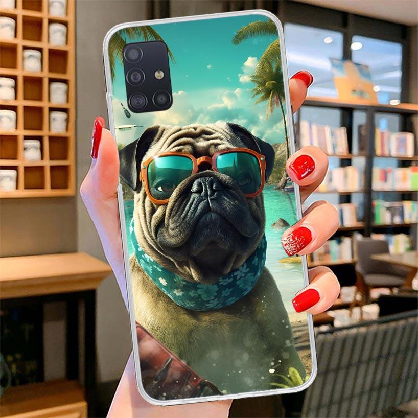 Love Pugs Cute Dog Cover Phone Case For Samsung Galaxy A12 A22 A32 A52 A72 A02S Phone Case Note 20 Ultra 10 S10 Plus A51 A71 A50