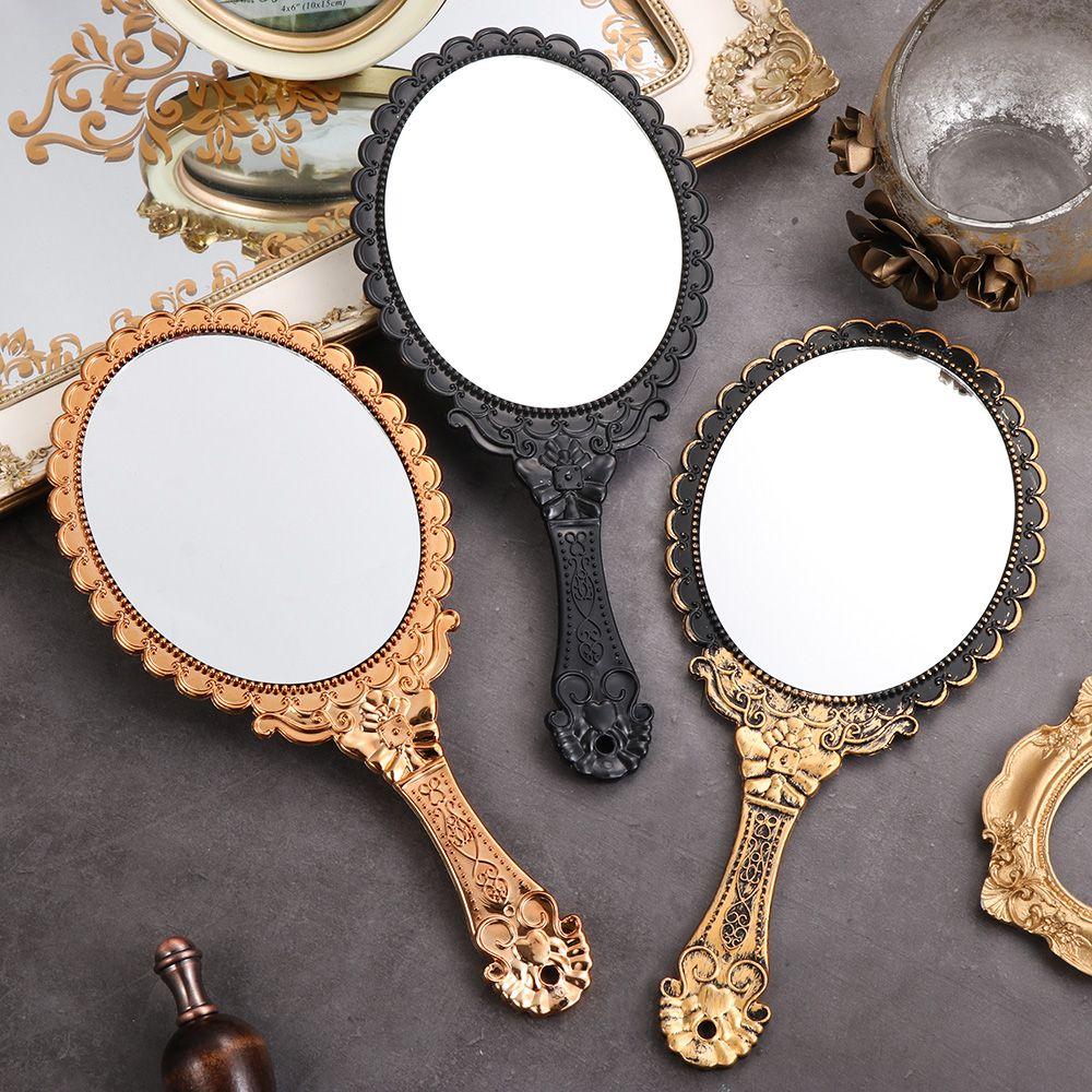 Women Makeup Mirrors Standing Makeup Handheld Mirror Vintage Vanity Mirror Oval-Shape
