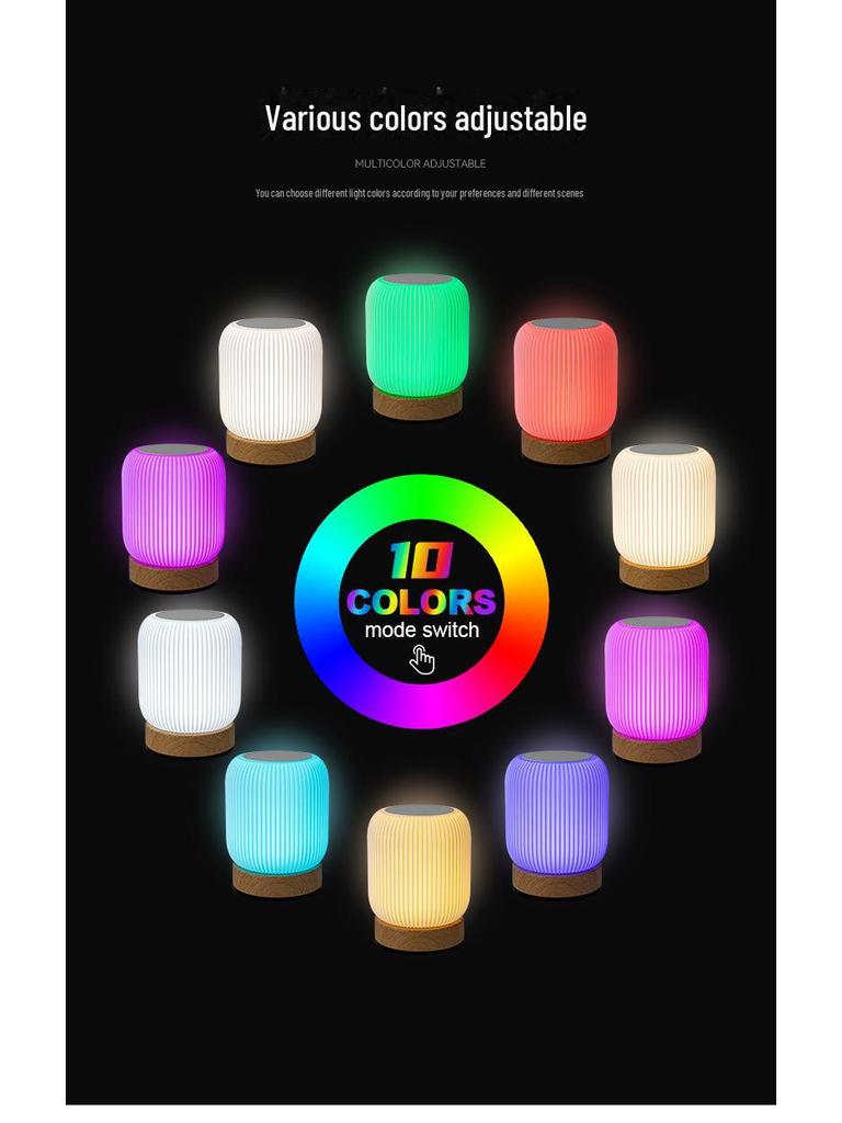 Ночной светильник с сенсорным управлением Wood Grain Remote - RGB-лампа на прикроватной тумбочке с красочной атмосферой
