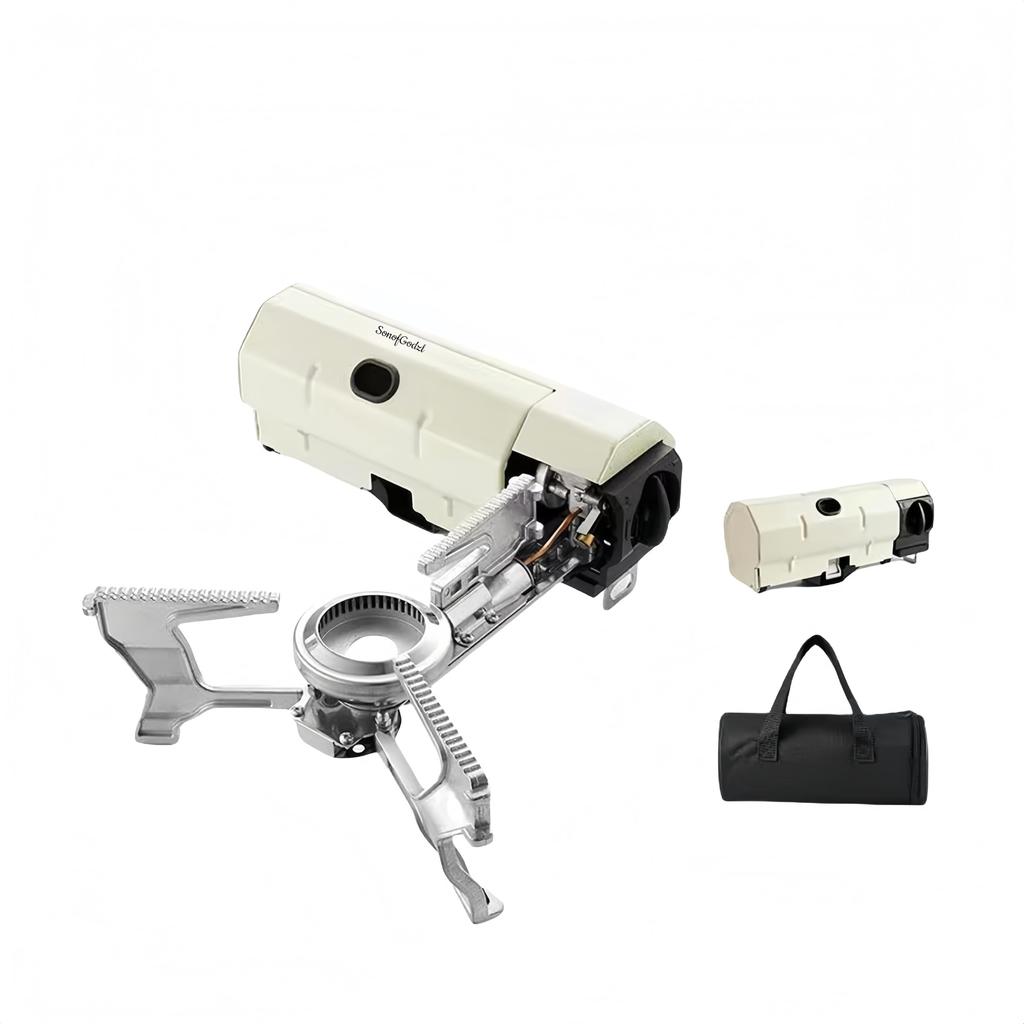 SonofGodzl Газовая плита для кемпинга, Компактная портативная складная плита, Маленькая и элегантная, Складная (бежевый)