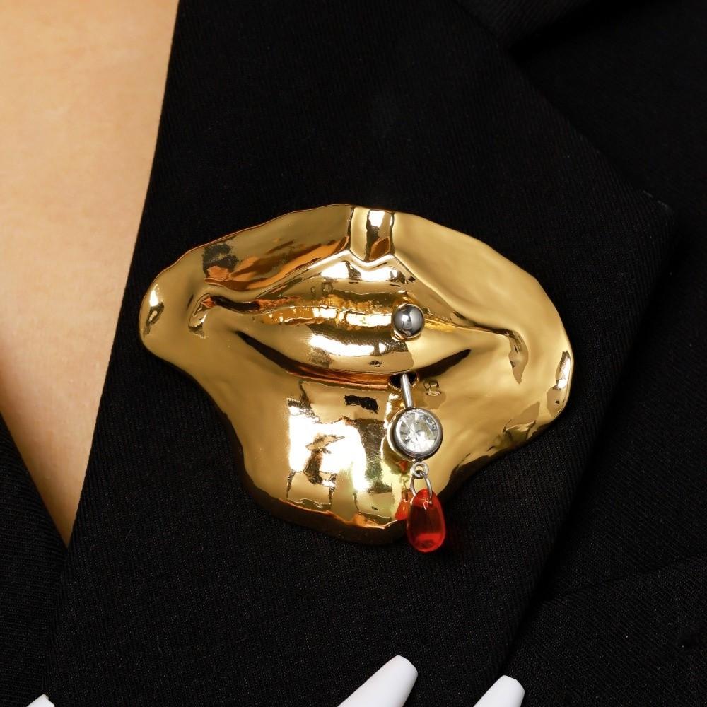 Gift Abstract Mouth Brooch Cloth Decoration Artistic Lip Brooch Mouth Jewelry Badge Women and Men