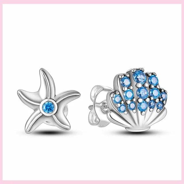 925 Silver Snowflake Butterfly Dragonfly Stud Earrings Avocado Star Moon Cat Paw Small Earrings For Women Jewelry Pendientes