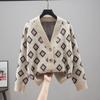 V-neck Knitted Cardigan Women's Sweater 2022 Spring and Autumn New Korean Loose Long-sleeved Jacket All-match Blouse