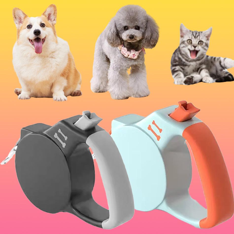 Automatic Retractable Dog Leash 3m Long-Lasting Nylon Lead for Small Dogs Cats Puppy Outside-Use Travel Standing Hiking Traction Rope