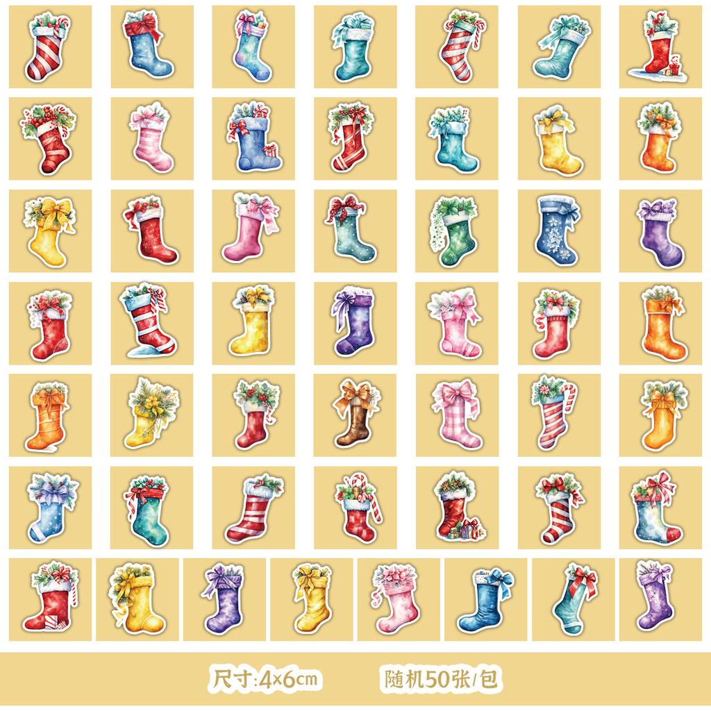 50 New Christmas Series Graffiti Stickers for Water Cups, Skateboards, Mobile Phones, Waterproof Decorative Stickers