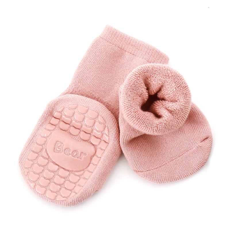 Детские носки Осень/Зима, утолщенные теплые шерстяные носки средней длины с петлями для мальчиков и девочек, обучающихся ходить, с утепляющими напольными носками, хлопковыми носками