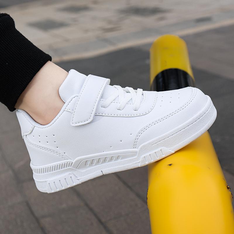 28-39 детские большие размеры дышащие и модные кроссовки на липучках белые туфли повседневная спортивная обувь для детей