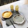 Round Cake Tray Golden Silver Jewelry Storage Tray Luxury Dinner Serving Tray  Tea Cup Holder