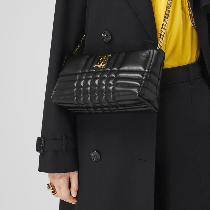 Burberry Lola Bag TB Logo Quilted Metal Chain Zip Lambskin Clutch Crossbody Shoulder Bag Women bags Black 80573481