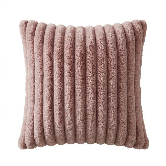 Imitation Rabbit Fur Pillowcase, Soft Plush Vertical Strip Design Throw Pillow Case, Decorative Cushion Cover for Sofa Bed Chair