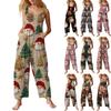 Women's Casual Jumpsuit Sleeveless Christmas Printed Cotton Jumpsuit