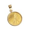 K24 Pure Gold Coin Pendant Wolf Condor K18 Simple Frame Engraved [Speranza] & 1/25oz
