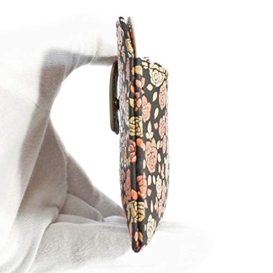 Тонкий длинный кошелек Inden из оленьей кожи Kaguwa Rose Petite Черный x Белый Розовый лак 8402 [Indenya]