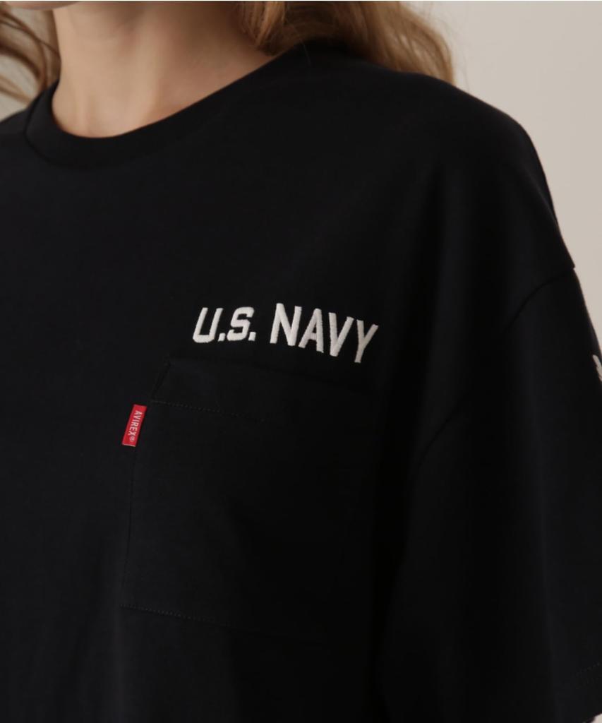 Avirex NAVAL POCKET SHORT T-SHIRT, Женская, Размер F 120, Темно-синий, 783-5935601