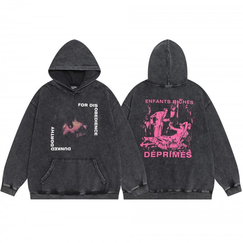 Oversized Hooded Sweatshirt Mens Streetwear Loose Fit Cotton Heavyweight Winter Washed Vintage Style