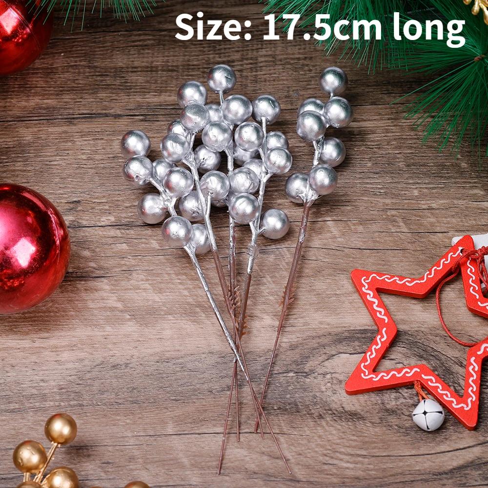 1/20 шт искусственные ягоды рождественские украшения красные ягодные ветки для рождественской елки вечеринка домашние украшения стола красный фруктовый венок