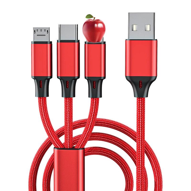 Кабель для быстрой зарядки «три в одном»: Портативный USB-подарок для быстрой зарядки мобильных устройств