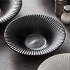 Japanese Striped Salad Plate Ceramic Deep Plate Thick Soup Plate Dessert Snack Bowl Kitchen Artistic Conception Tableware