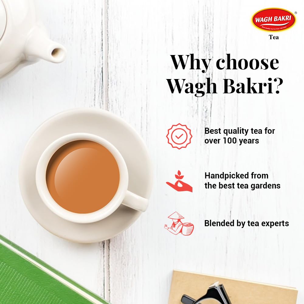 Wagh Bakri Navchetan Danedar Tea 1 Kg Loose Leaf Black Tea For Strong Aroma Refreshing Daily Brew Experience