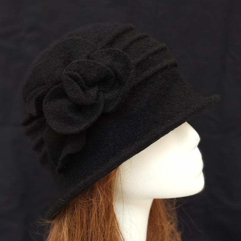 Flower New Section 100% Wool Hat Autumn Winter Middle-aged Female Soft Hat Women European Tide Dome Felted Mummy Thought Hat