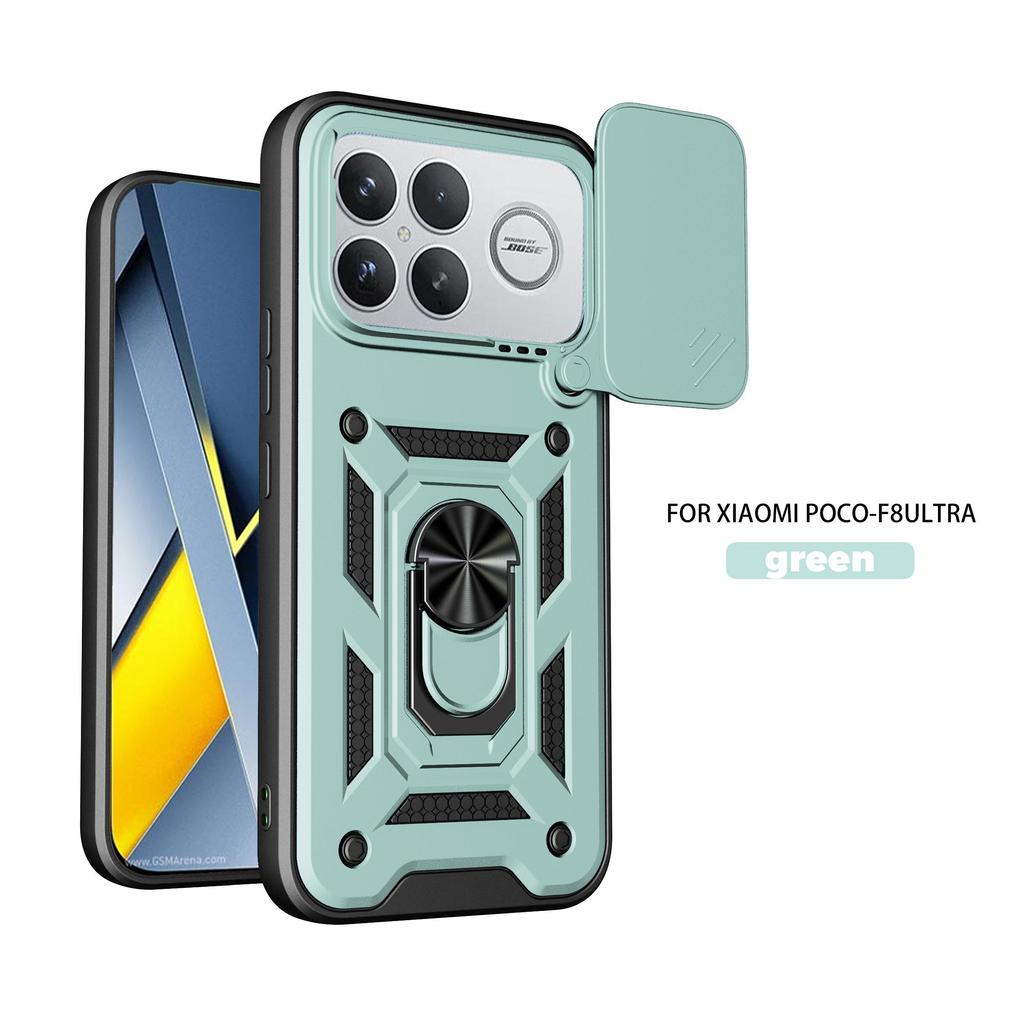 Слайдерная крышка камеры для Xiaomi Poco F8 Ultra со подставкой, противоударный чехол для телефона