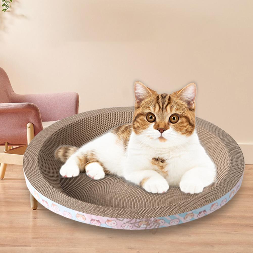 Cat Scratching Board Round Cat Scratcher Cardboard Bed Wear-Resistant Self Teaser Toy Pet Grinding Claw Cardboard S/M/L/XL