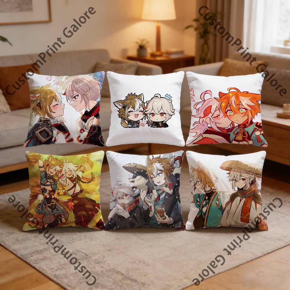 Kazuha Gorou KazuGorou HD Print Square Pillow Cover Polyester Lightweight Customizable for Home Office Sofa Decor