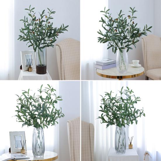 Искусственная Оливковая Ветка Поддельные Десять Раздвоенных Оливковых Зеленых Листьев Фрукты Ветка Декор