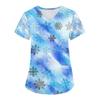 Women's Fashion V-neck Short Sleeve Workwear With Pockets Christmas Printed Tops