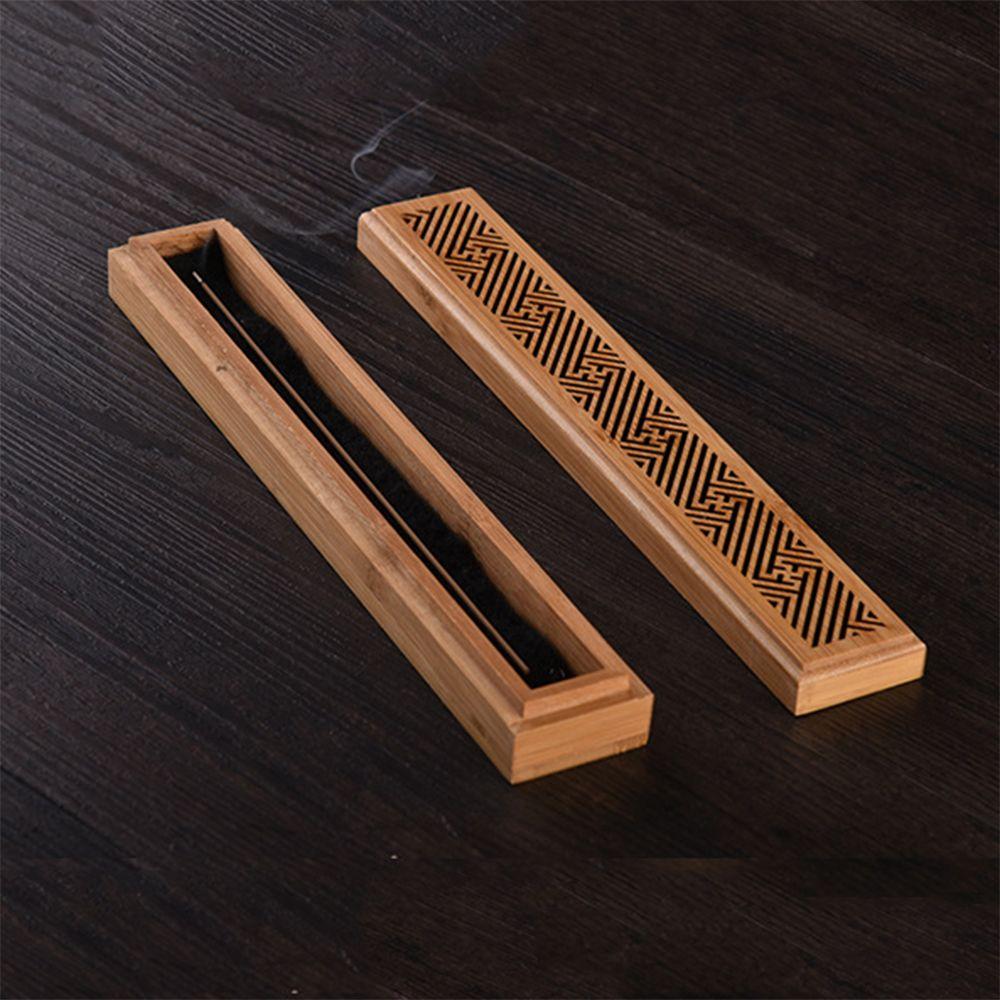 Aromatherapy Desktop Ornament Hollow carved Incense Holder Censer Ash Catcher Bamboo Incense Box
