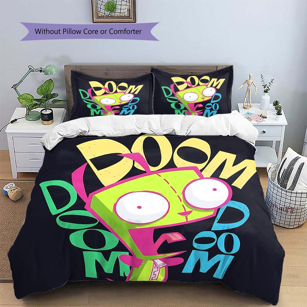 Invaderzim Узор Комплект постельного белья Одеяло Покрывало Наволочка Домашний Декор Подарок на День Рождения (1 пододеяльник + 2 наволочки, без наполнителя)