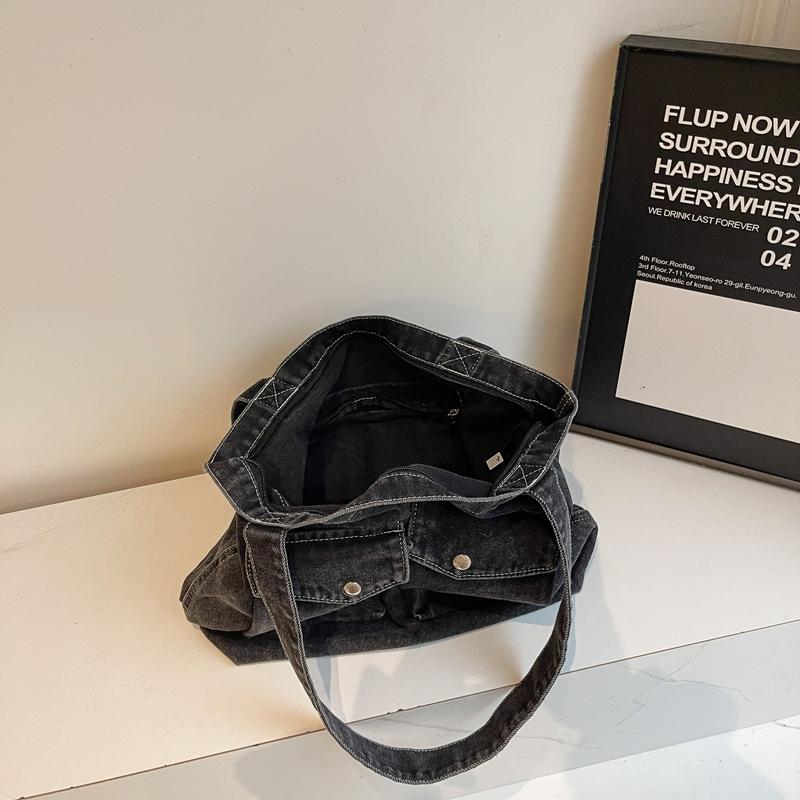 Большая вместительная сумка-тоут женская джинсовая сумка через плечо студенческая сумка для занятий