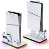 Mytrix Slim Stand Вертикальная подставка с охлаждающим вентилятором Подставка для зарядки PS5 PS5 Slim Disc Digital Edition Elite Controller RGB зарядное устройство одновременно
