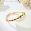 18cm Garnet Round Zircon White Flower Cubic Zirconia 14K Gold Plated Women Bracelet