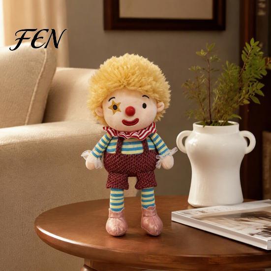 Whimsical Circus Decor Vintage Clown Plush Toy, Soft Stuffed Jester Doll with Embroidered Face, Gift for Girls Retro Decorative Figurine Shelf,