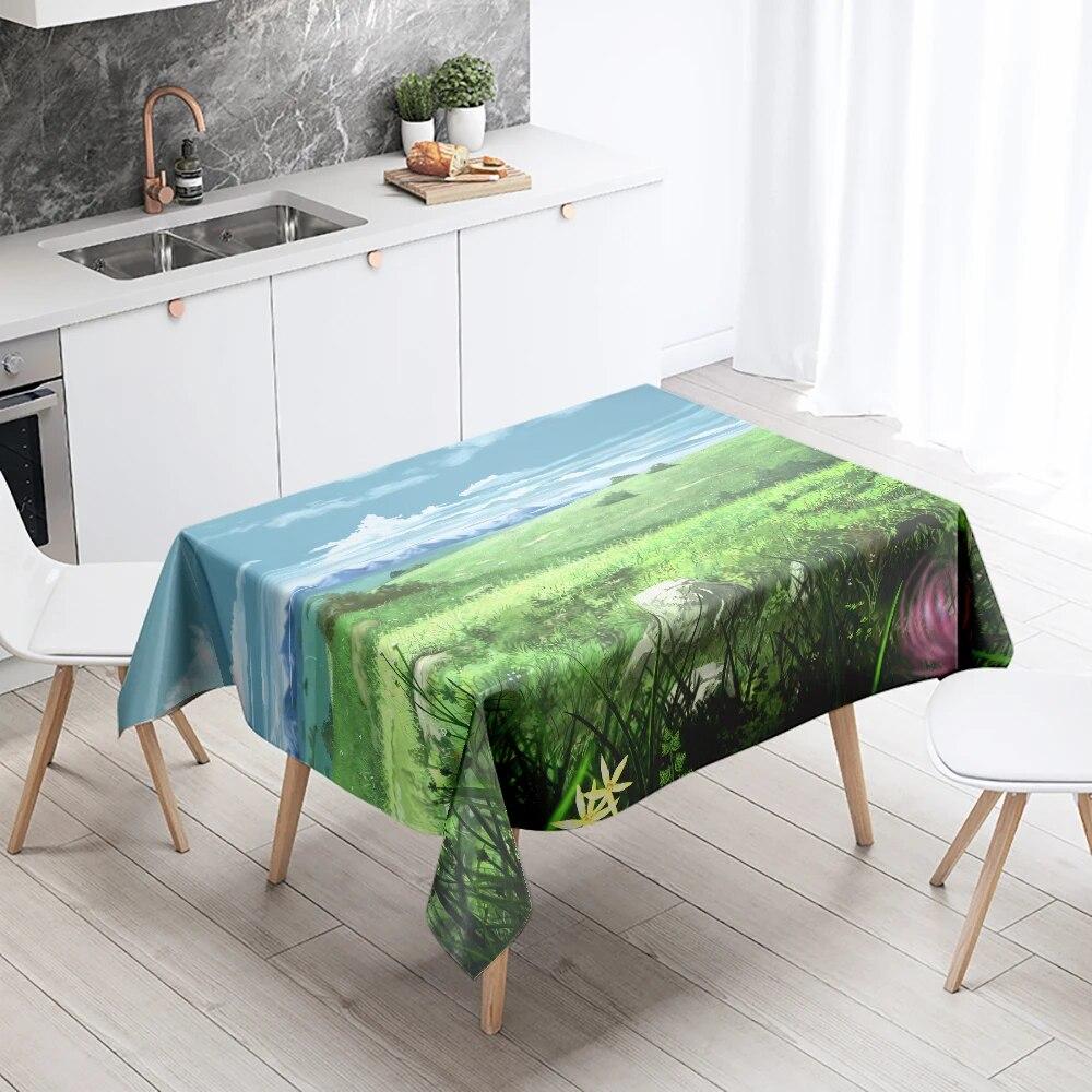 Tulip Tablecloth Floral Stain Resistant Waterproof Rectangular Kitchen Dining Table Home Decor