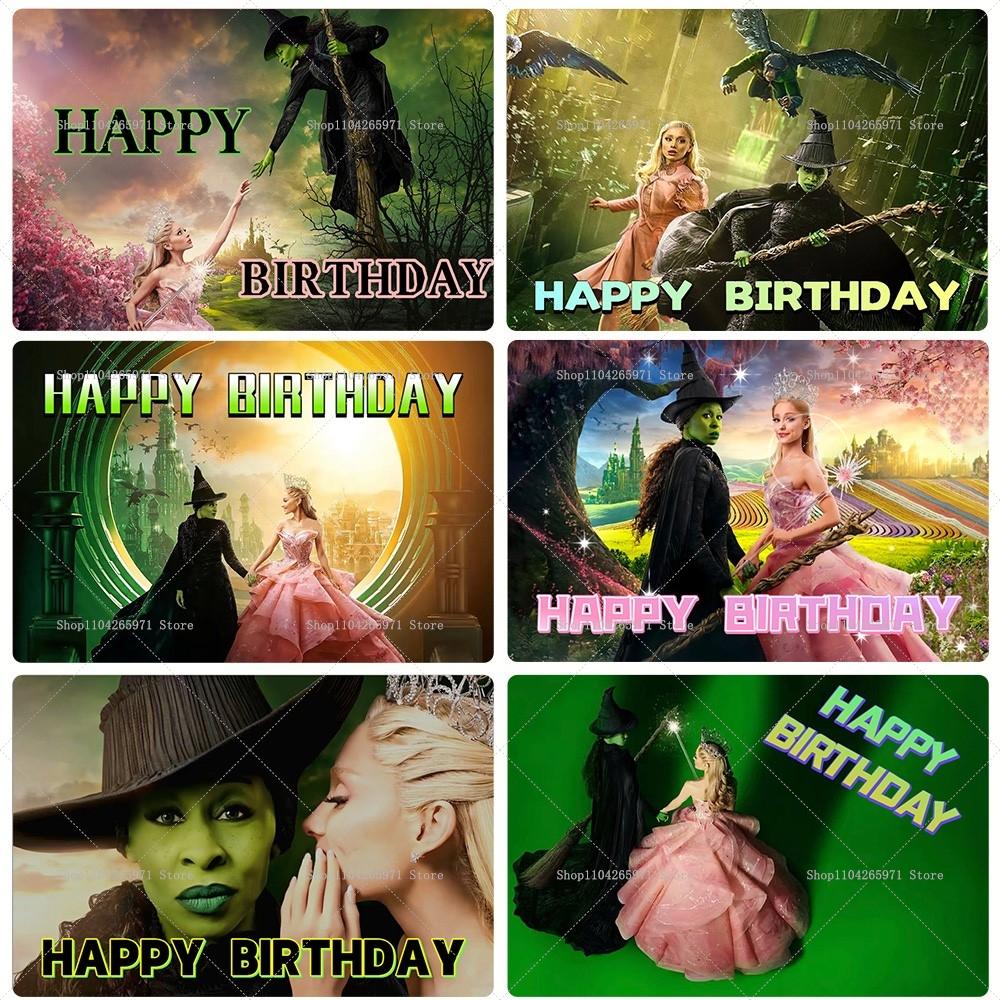 Wicked Birthday Party Decoration Magic Witch Backdrop Children's Baby Bathing Party Photography Studio Prop Decor Banner
