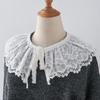 Decorative Embroidery Neckline Double-Layer Fake Collar Shawl Accessories Elegant Ruffle Scarf Lace Up Detachable Capelet
