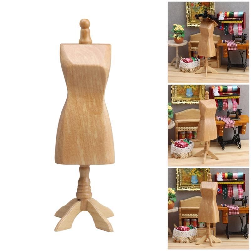 1/12 Scale Wooden Dollhouses Mini Sewing Scene Accessory Body Miniature Mannequin Stand For Craft Enthusiasts
