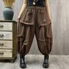 Folds Loose High Waist Harem Pants Female Casual Pocket Wide Leg Pants Women Spring Autumn Casual Trousers Female