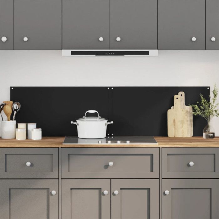 Kitchen Backsplashes 2 Pcs Black 80x50 Cm Tempered Glass