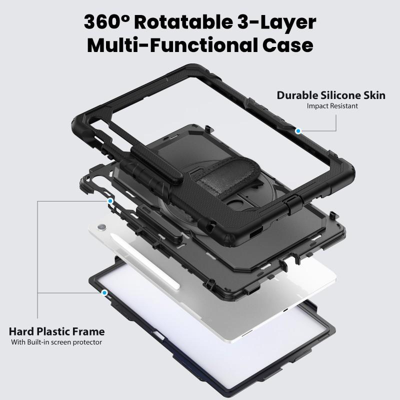 Rotating Stand Case With Wrist Strap IPad Air 11 Inch A16 Shockproof Silicone Cover Kickstand Anti-Slip Scratch