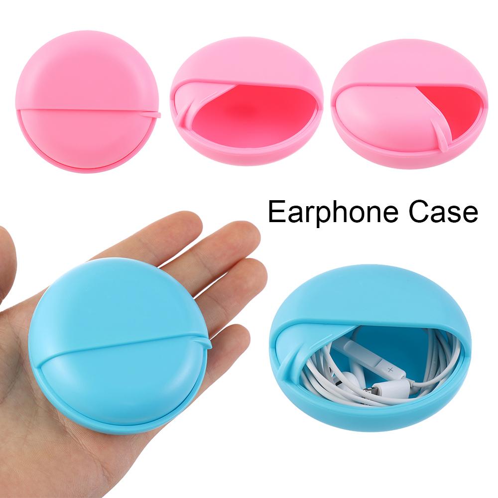 Round Shaped Carry Pouch Pocket Data Line Box Earphone Case Wire Cable Organizer Jewelry Protective