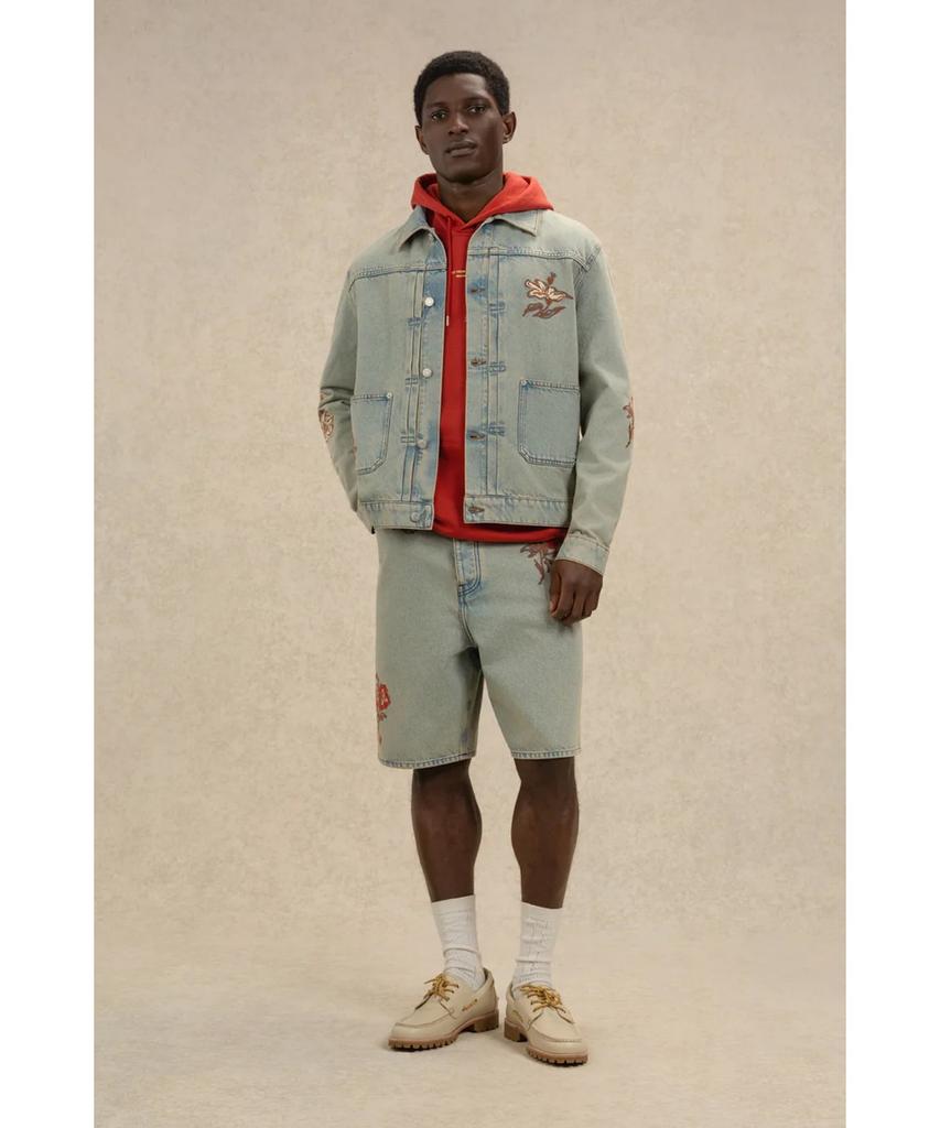 Drole De Monsieur Flower Embroidered Dusty Denim Jacket Veste Denim Dusty Brodee Fleurs D0Jmm26100Bum