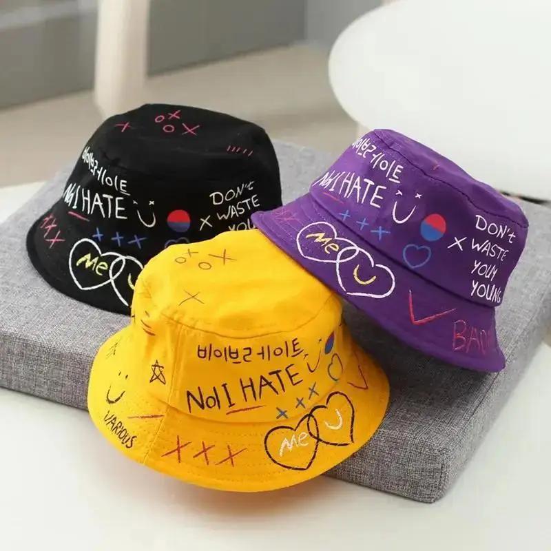 Fashion Black Unisex Harajuku Bucket Hat Fishing Outdoor Hip Hop Cap Men's Summer for Fisherman Hat Wome Hats